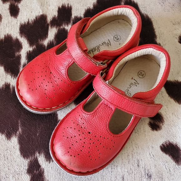 Boden Mini Red Mary Jane's Leather Size 24 (us 8) - Picture 2 of 7